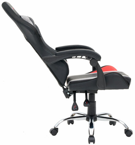 Кресло компьютерное CROMEX "Quantum GM-155 RGB", подсветка, две подушки, экокожа, черное/красное/серое, 532955