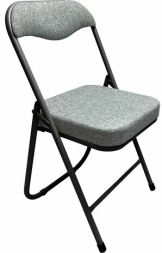 Стул складной для дома и офиса РС04К комфорт, черный каркас, рогожка светло-серая