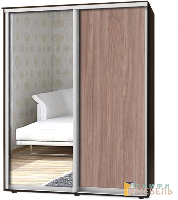 Шкаф-купе 2х дв Стандарт Комби 1 Ясень шимо темный|Зеркало