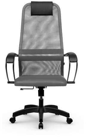 Кресло офисное МЕТТА "SU-B-8" пластик, ткань-сетка, сиденье мягкое, светло-серое