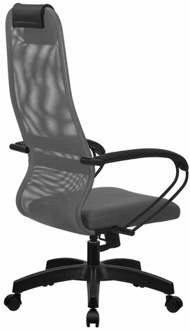 Кресло офисное МЕТТА "SU-B-8" пластик, ткань-сетка, сиденье мягкое, светло-серое