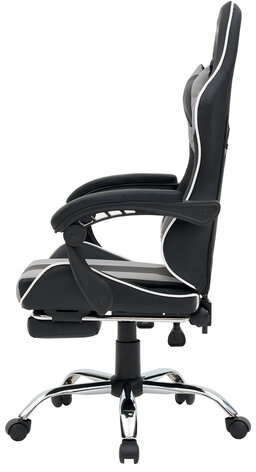 Кресло компьютерное CROMEX "Wave GM-145", вибромассаж, подножка, подушки, экокожа, черное/серое, 532956