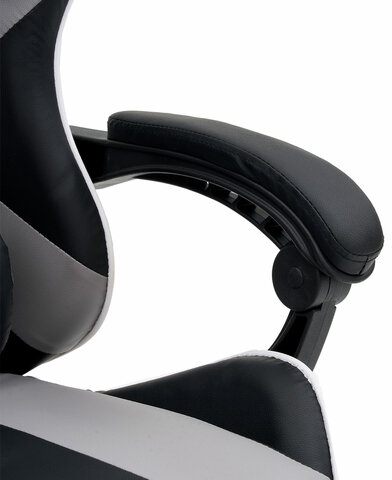 Кресло компьютерное CROMEX "Wave GM-145", вибромассаж, подножка, подушки, экокожа, черное/серое, 532956