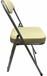 Стул складной для дома и офиса РС04К комфорт, серебристый каркас, кожзам бежевый
