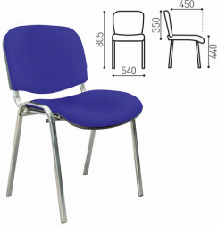 Стул для персонала и посетителей "ИЗО", хромированный каркас, ткань синяя С-06