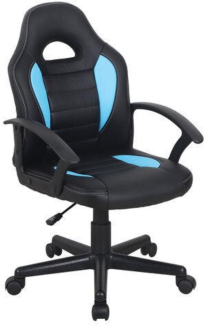 Кресло компьютерное BRABIX "Spark GM-201", экокожа, черное/голубое, 532505