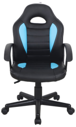 Кресло компьютерное BRABIX "Spark GM-201", экокожа, черное/голубое, 532505