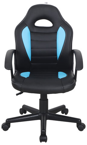 Кресло компьютерное BRABIX "Spark GM-201", экокожа, черное/голубое, 532505