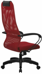 Кресло офисное МЕТТА "SU-B-8" пластик, ткань-сетка, сиденье мягкое, красное