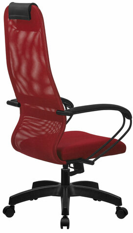 Кресло офисное МЕТТА "SU-B-8" пластик, ткань-сетка, сиденье мягкое, красное