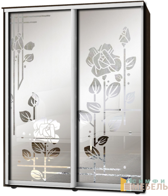 Шкаф-купе 2х дв Стандарт Пескоструй фон матовый № 75