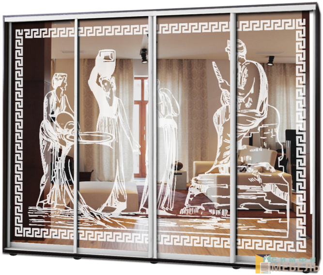 Шкаф купе 4х дв Пескоструй № 18