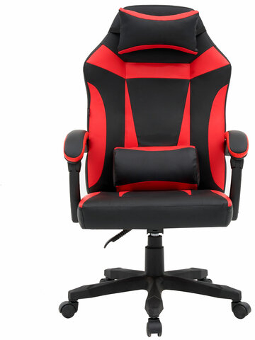 Кресло компьютерное CROMEX "Start GM-105", две подушки, экокожа, черное/красное, 532957