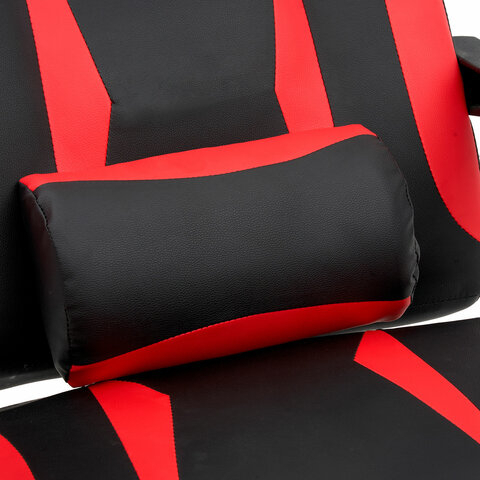 Кресло компьютерное CROMEX "Start GM-105", две подушки, экокожа, черное/красное, 532957