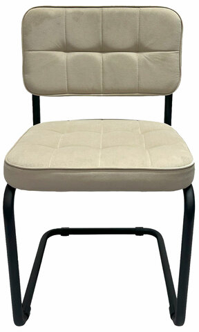 Стулья КОМПЛЕКТ 2 шт., РС14М, черный каркас, велюр, бежевый, разобранные