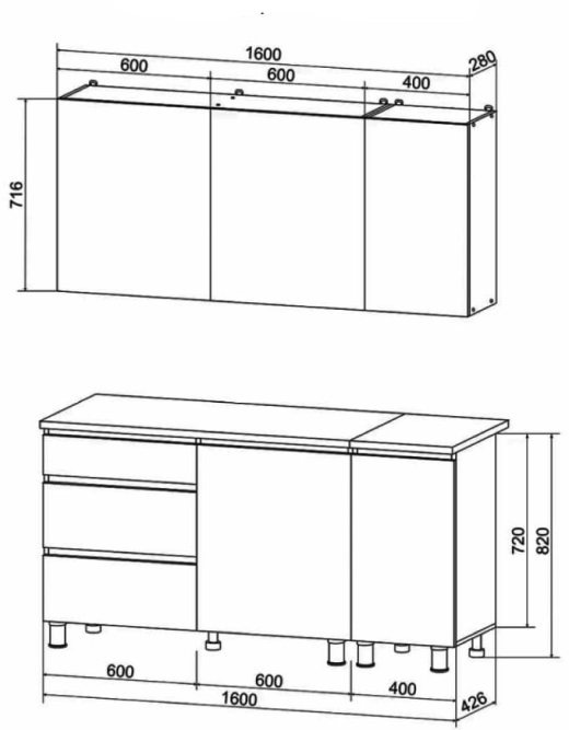 Кухонный гарнитур Денвер 1.6 (NN)