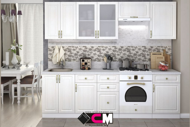 Кухня Юлия Сандал белый  (2,5 м) модульная