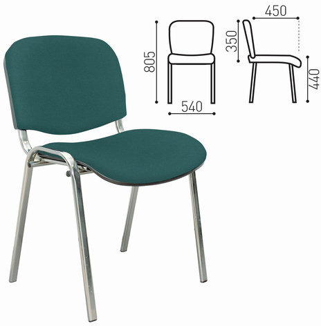Стул для персонала и посетителей "ИЗО", хромированный каркас, ткань зеленая С-34
