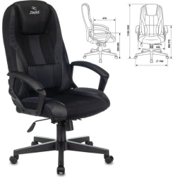 Кресло компьютерное ZOMBIE-9/BLACK, подушка, экокожа/ткань, черное, 1583706