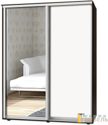 Шкаф-купе 2х дв Стандарт Комби 1 Белый|Зеркало