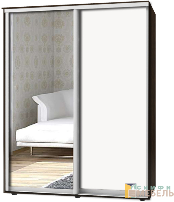 Шкаф-купе 2х дв Стандарт Комби 1 Белый|Зеркало