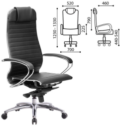 Кресло офисное МЕТТА &quot;SAMURAI&quot; K-1.04, рецик. кожа, черное