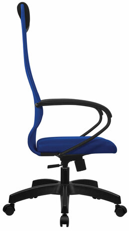Кресло офисное МЕТТА "SU-B-8" пластик, ткань-сетка, сиденье мягкое, синее