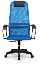 Кресло офисное МЕТТА "SU-B-8" пластик, ткань-сетка, сиденье мягкое, синее