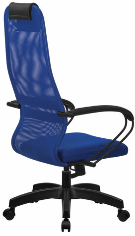 Кресло офисное МЕТТА "SU-B-8" пластик, ткань-сетка, сиденье мягкое, синее