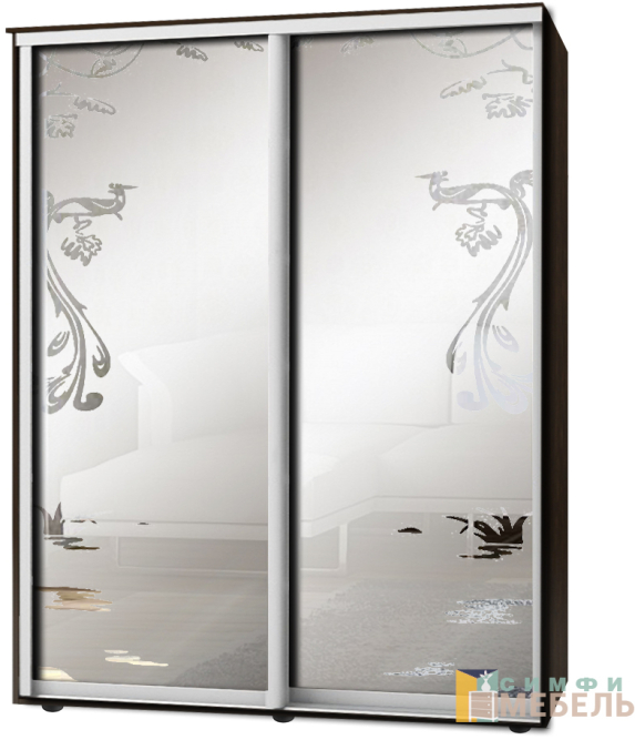 Шкаф-купе 2х дв Стандарт Пескоструй фон матовый № 76