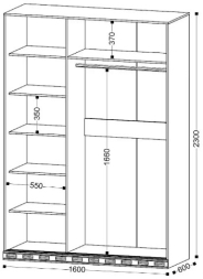 Шкаф купе 1600 с зеркалом Мария-Луиза 6.16