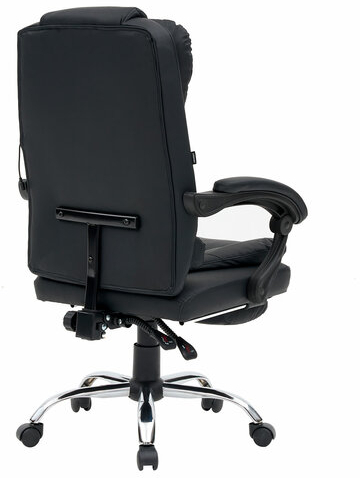 Кресло офисное CROMEX "Chill MS-005", с функцией вибромассажа, подножка, экокожа, черное, 532958