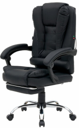 Кресло офисное CROMEX &quot;Chill MS-005&quot;, с функцией вибромассажа, подножка, экокожа, черное, 532958