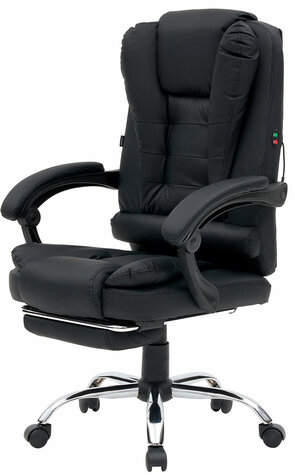 Кресло офисное CROMEX "Chill MS-005", с функцией вибромассажа, подножка, экокожа, черное, 532958