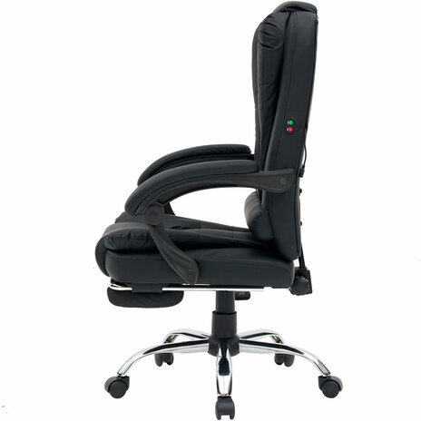 Кресло офисное CROMEX "Chill MS-005", с функцией вибромассажа, подножка, экокожа, черное, 532958