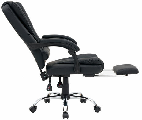 Кресло офисное CROMEX "Chill MS-005", с функцией вибромассажа, подножка, экокожа, черное, 532958