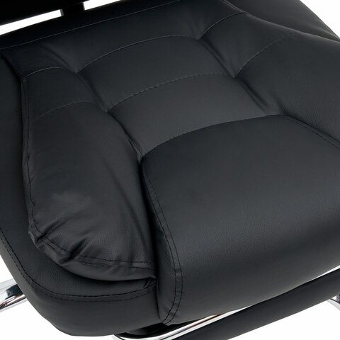 Кресло офисное CROMEX "Chill MS-005", с функцией вибромассажа, подножка, экокожа, черное, 532958