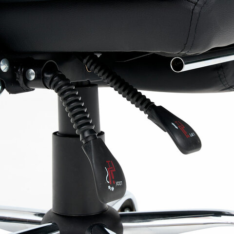 Кресло офисное CROMEX "Chill MS-005", с функцией вибромассажа, подножка, экокожа, черное, 532958