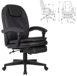 Кресло офисное CH-868N-BF, синхромеханизм, подставка для ног, экокожа, черное, 2018358