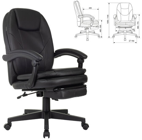 Кресло офисное CH-868N-BF, синхромеханизм, подставка для ног, экокожа, черное, 2018358