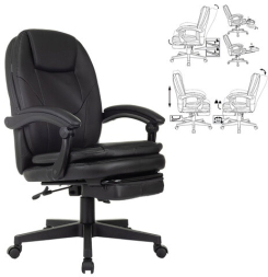 Кресло офисное CH-868N-BF, синхромеханизм, подставка для ног, экокожа, черное, 2018358