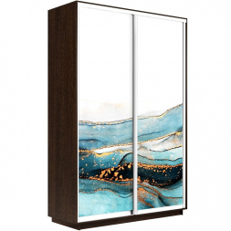 Шкаф-купе Экспресс 2-х дверный (Фото №1019 Абстракция волны голубые)