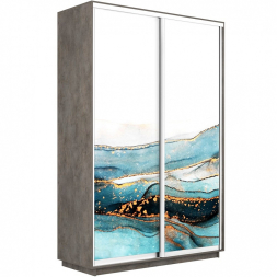 Шкаф-купе Экспресс 2-х дверный (Фото №1019 Абстракция волны голубые)