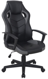 Кресло компьютерное BRABIX "Fighter GM-008", экокожа, черное/серое, 532507