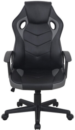Кресло компьютерное BRABIX "Fighter GM-008", экокожа, черное/серое, 532507