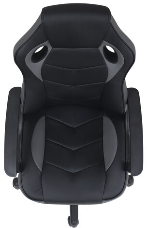 Кресло компьютерное BRABIX "Fighter GM-008", экокожа, черное/серое, 532507