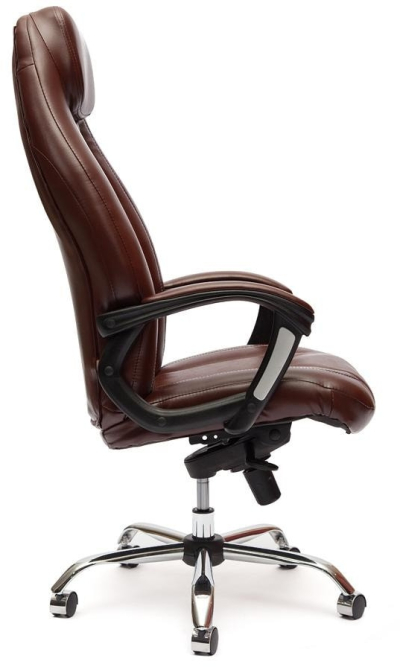 Кресло BOSS люкс (хром) кож/зам, коричневый/коричневый перфорированный, 2 TONE/2 TONE /06