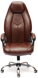 Кресло BOSS люкс (хром) кож/зам, коричневый/коричневый перфорированный, 2 TONE/2 TONE /06