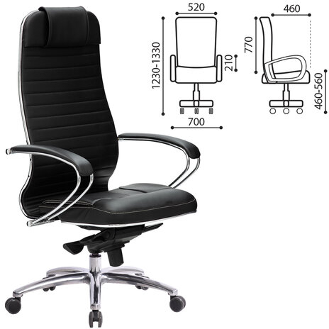 Кресло офисное МЕТТА "SAMURAI" KL-1.04, рецик. кожа, черное