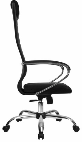 Кресло офисное МЕТТА "SU-B-10" хром, ткань-сетка, сиденье и спинка мягкие, черное